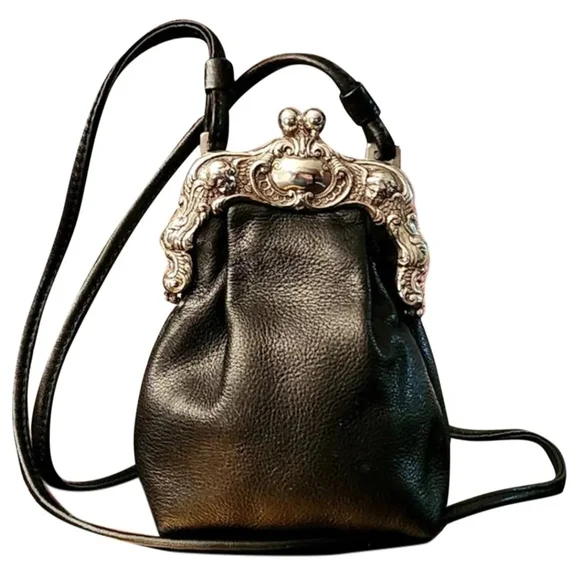 Brighton Black Mini Bag with Silver Plated Closure - Picture 1 of 2